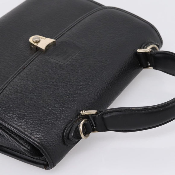 Burberrys Hand Bag Leather Black Silver Auth 208848