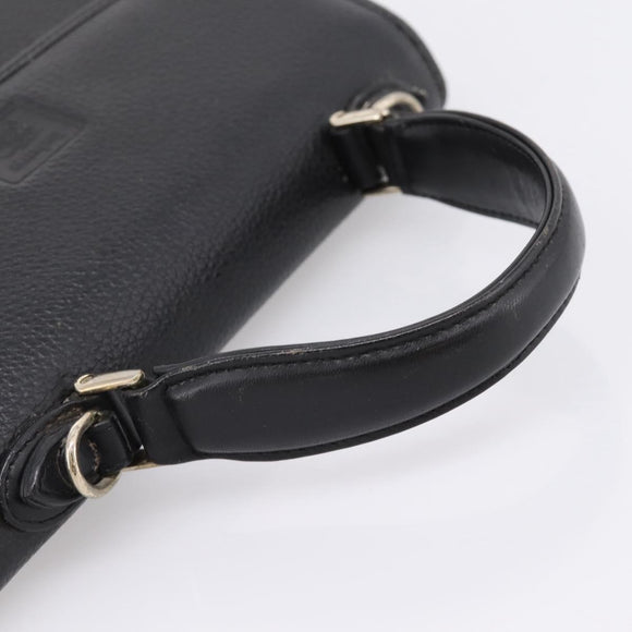 Burberrys Hand Bag Leather Black Silver Auth 208848