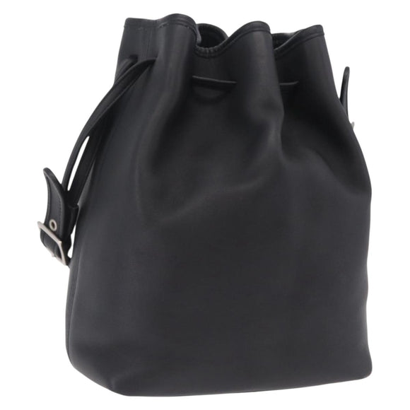 Coach Shoulder Bag Leather Black Silver Auth 208849A