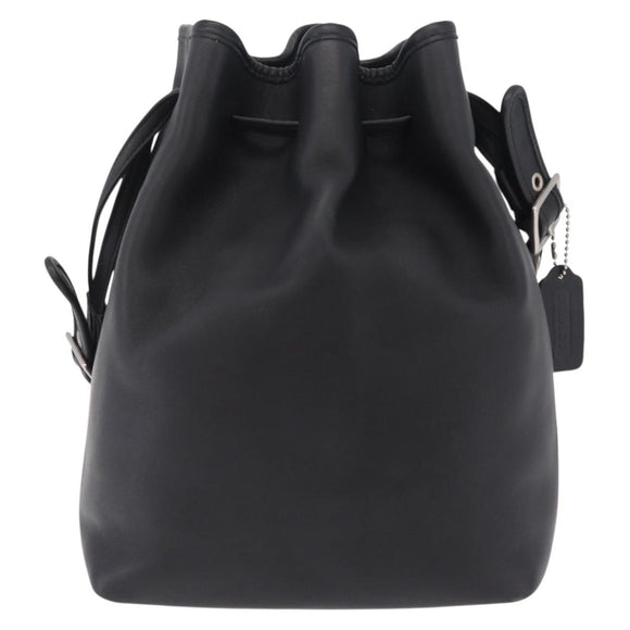 Coach Shoulder Bag Leather Black Silver Auth 208849A