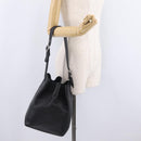Coach Shoulder Bag Leather Black Silver Auth 208849A-24