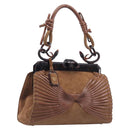 Christian Dior Samurai Hand Bag Suede Brown Auth 208852SAV-1
