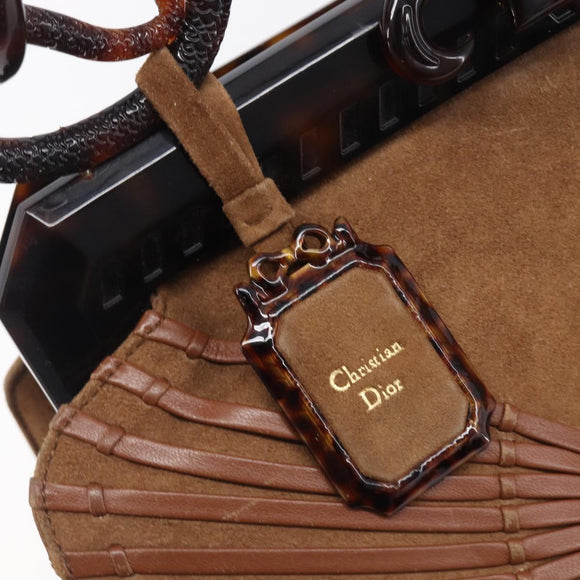 Christian Dior Samurai Hand Bag Suede Brown Auth 208852SAV