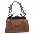 Christian Dior Samurai Hand Bag Suede Brown Auth 208852SAV-2