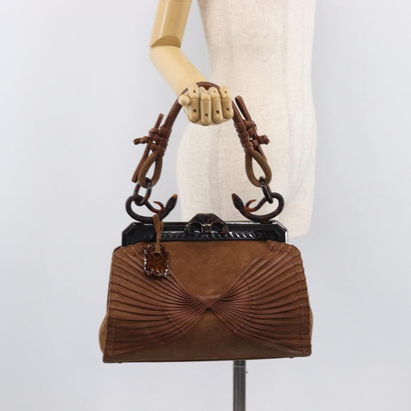 Christian Dior Samurai Hand Bag Suede Brown Auth 208852SAV