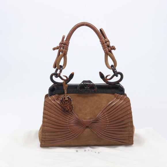 Christian Dior Samurai Hand Bag Suede Brown Auth 208852SAV