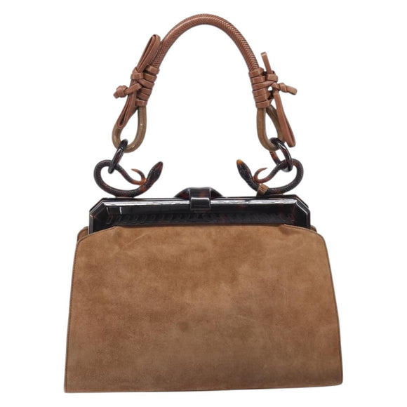 Christian Dior Samurai Hand Bag Suede Brown Auth 208852SAV