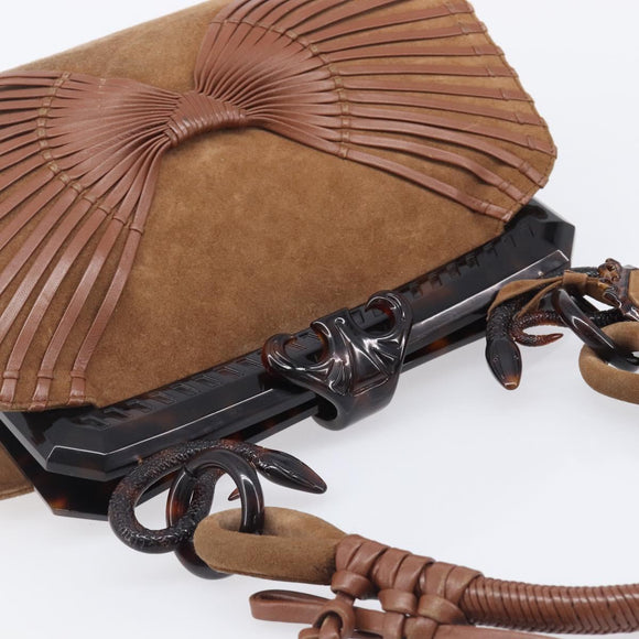 Christian Dior Samurai Hand Bag Suede Brown Auth 208852SAV