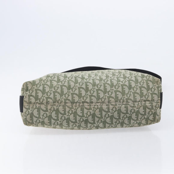 Christian Dior Trotter Canvas Shoulder Bag Green Silver Auth 208853