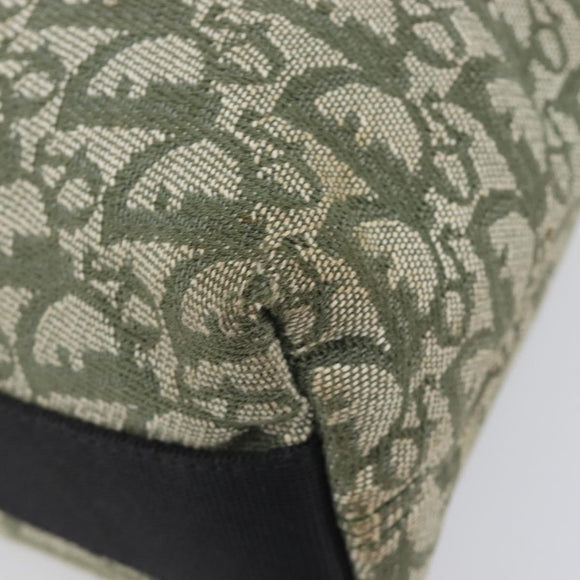 Christian Dior Trotter Canvas Shoulder Bag Green Silver Auth 208853
