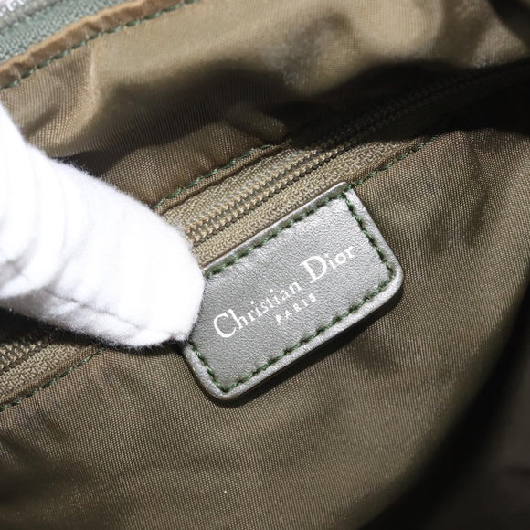 Christian Dior Trotter Canvas Shoulder Bag Green Silver Auth 208853