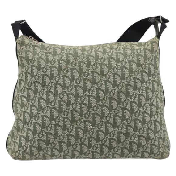Christian Dior Trotter Canvas Shoulder Bag Green Silver Auth 208853