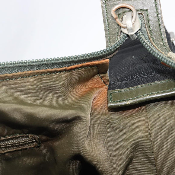 Christian Dior Trotter Canvas Shoulder Bag Green Silver Auth 208853