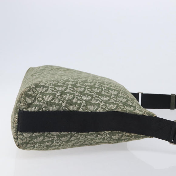 Christian Dior Trotter Canvas Shoulder Bag Green Silver Auth 208853