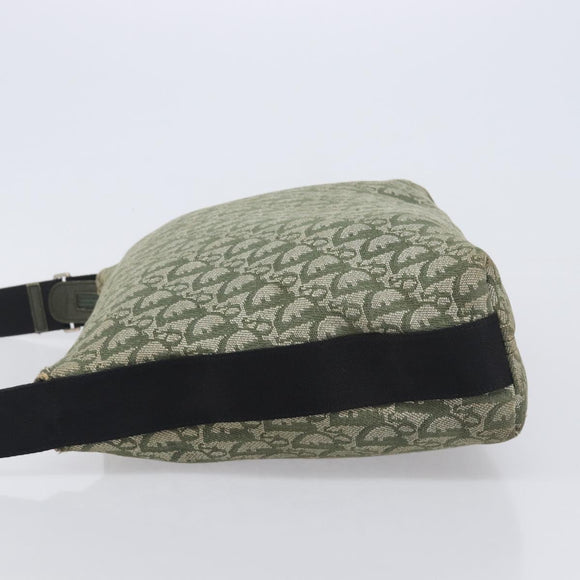 Christian Dior Trotter Canvas Shoulder Bag Green Silver Auth 208853
