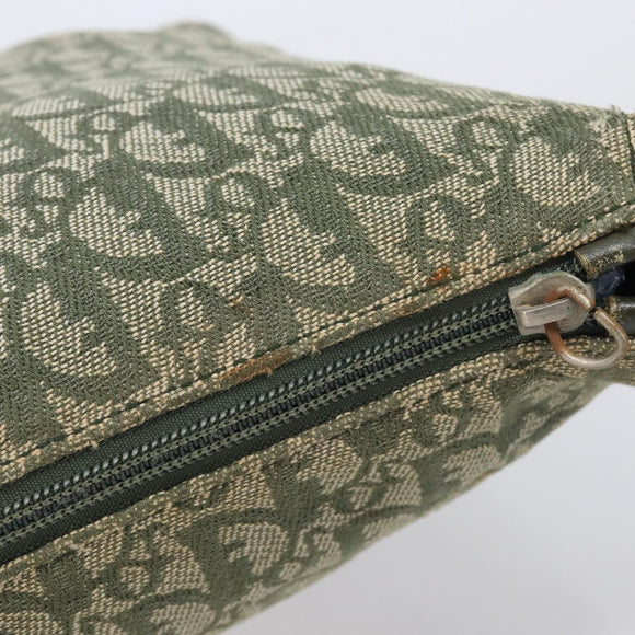 Christian Dior Trotter Canvas Shoulder Bag Green Silver Auth 208853