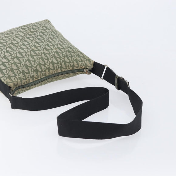 Christian Dior Trotter Canvas Shoulder Bag Green Silver Auth 208853
