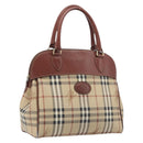 Burberrys Nova Check Hand Bag PVC Leather Beige Gold Tone Auth 208857-1