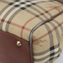 Burberrys Nova Check Hand Bag PVC Leather Beige Gold Tone Auth 208857-11