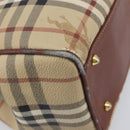 Burberrys Nova Check Hand Bag PVC Leather Beige Gold Tone Auth 208857-15