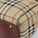 Burberrys Nova Check Hand Bag PVC Leather Beige Gold Tone Auth 208857-16