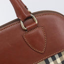 Burberrys Nova Check Hand Bag PVC Leather Beige Gold Tone Auth 208857-18