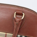 Burberrys Nova Check Hand Bag PVC Leather Beige Gold Tone Auth 208857-9