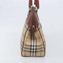 Burberrys Nova Check Hand Bag PVC Leather Beige Gold Tone Auth 208857-3