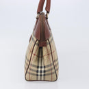 Burberrys Nova Check Hand Bag PVC Leather Beige Gold Tone Auth 208857-4