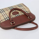 Burberrys Nova Check Hand Bag PVC Leather Beige Gold Tone Auth 208857-7