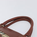 Burberrys Nova Check Hand Bag PVC Leather Beige Gold Tone Auth 208857-14