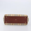 Burberrys Nova Check Hand Bag PVC Leather Beige Gold Tone Auth 208857-5