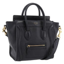 CELINE Luggage Nano Shopper Hand Bag Leather 2way Black Gold Tone Auth 208858-1
