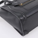 CELINE Luggage Nano Shopper Hand Bag Leather 2way Black Gold Tone Auth 208858-17