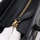 CELINE Luggage Nano Shopper Hand Bag Leather 2way Black Gold Tone Auth 208858-9