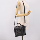 CELINE Luggage Nano Shopper Hand Bag Leather 2way Black Gold Tone Auth 208858-25