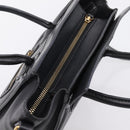 CELINE Luggage Nano Shopper Hand Bag Leather 2way Black Gold Tone Auth 208858-6