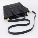 CELINE Luggage Nano Shopper Hand Bag Leather 2way Black Gold Tone Auth 208858-8