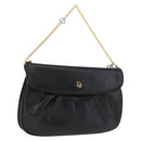 Christian Dior Chain Shoulder Bag Leather Black Gold Tone Auth 208860-1