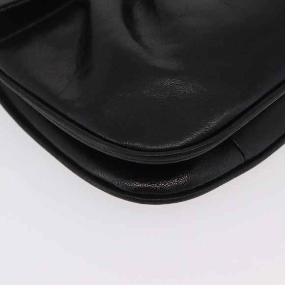 Christian Dior Chain Shoulder Bag Leather Black Gold Tone Auth 208860
