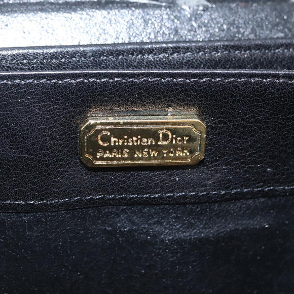 Christian Dior Chain Shoulder Bag Leather Black Gold Tone Auth 208860