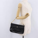 Christian Dior Chain Shoulder Bag Leather Black Gold Tone Auth 208860-27