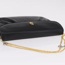Christian Dior Chain Shoulder Bag Leather Black Gold Tone Auth 208860-6