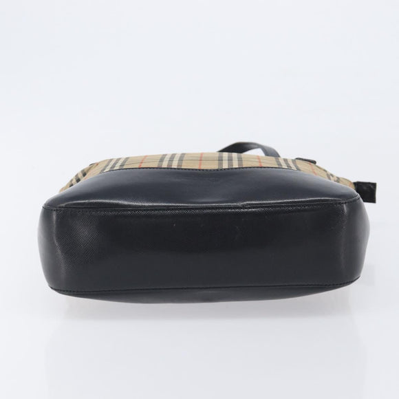 Burberrys Nova Check Shoulder Bag Canvas Beige Gold Tone Auth 208861A