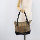 Burberrys Nova Check Shoulder Bag Canvas Beige Gold Tone Auth 208861A-24