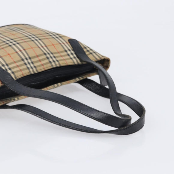 Burberrys Nova Check Shoulder Bag Canvas Beige Gold Tone Auth 208861A
