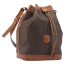CELINE Macadam Shoulder Bag PVC Brown Gold Tone Auth 208862A-1
