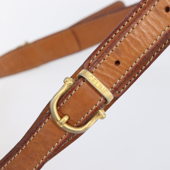 CELINE Macadam Shoulder Bag PVC Brown Gold Tone Auth 208862A