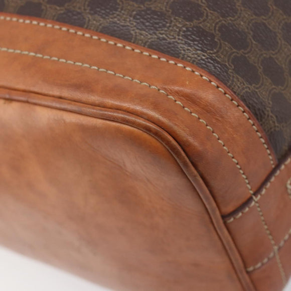 CELINE Macadam Shoulder Bag PVC Brown Gold Tone Auth 208862A