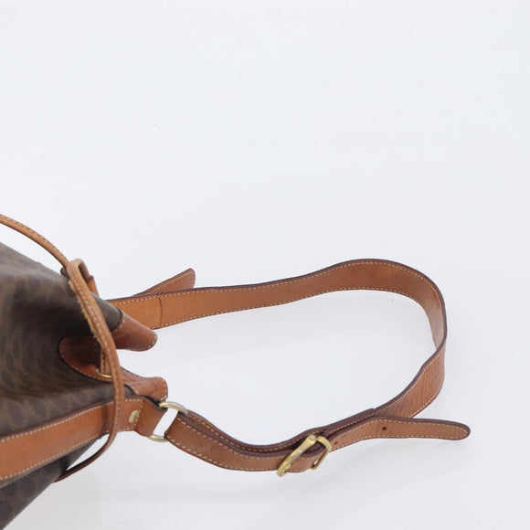 CELINE Macadam Shoulder Bag PVC Brown Gold Tone Auth 208862A